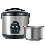 5-Cup Uncooked Rice Cooker with Stainless Steel Inner Pot, Silver