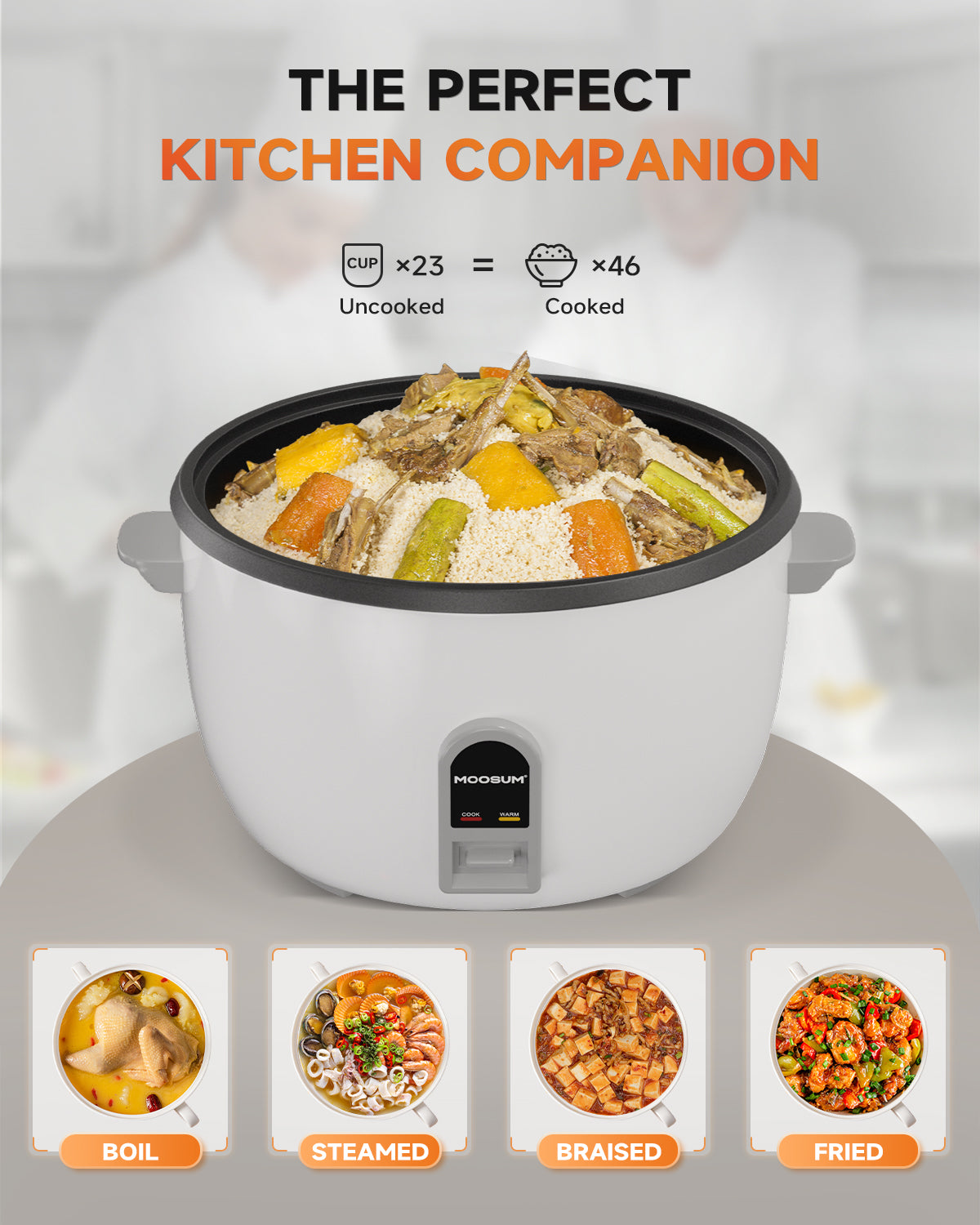 23-Cup (UnCooked), 46-Cup (Cooked) Commercial Rice Cooker