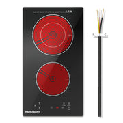 12-inch Electric Cooktop with 2 Burners - 9 Power Levels, 220-240V (No Plug)