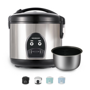 10-Cup Uncooked Ceramic Coating Rice Cooker, Silver