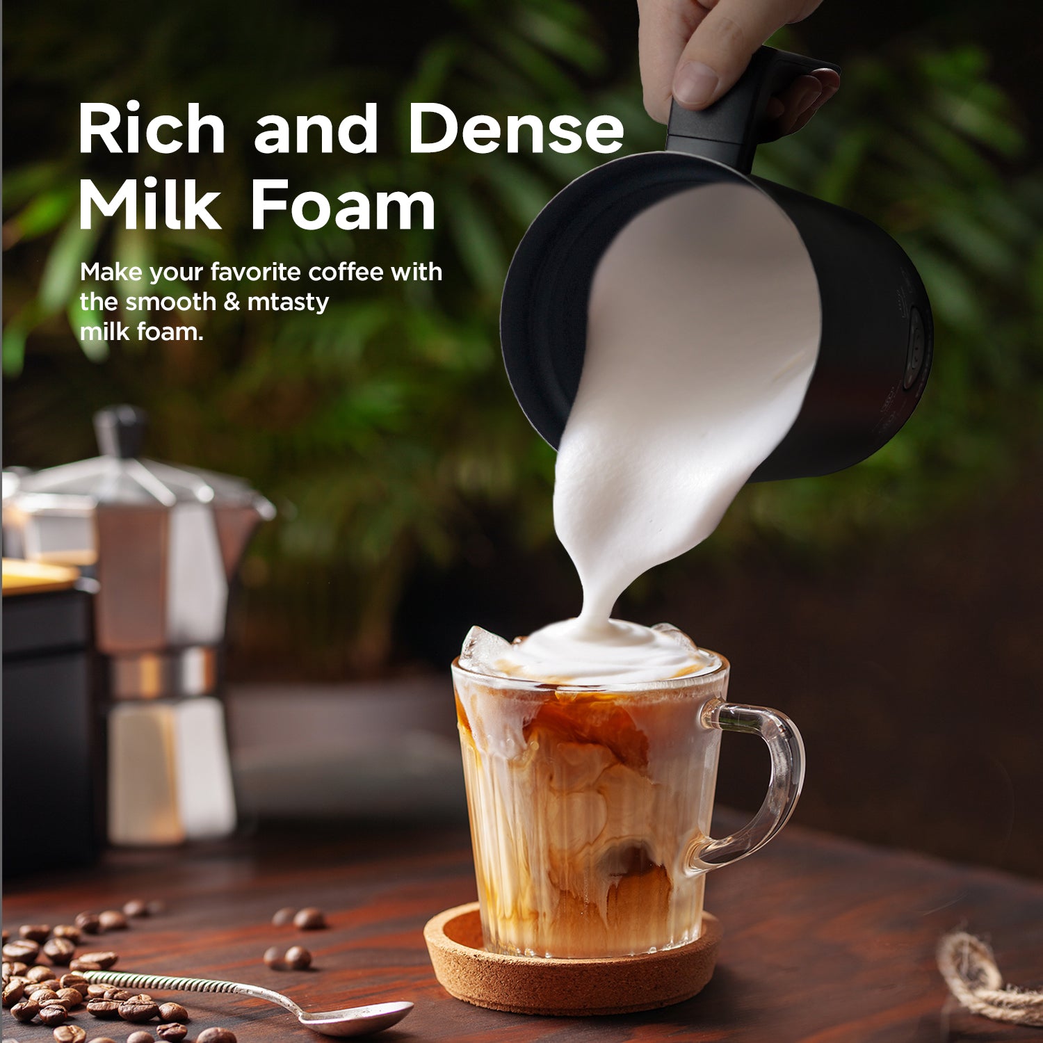 4-in-1 10oz/300ml Milk Frother, Black
