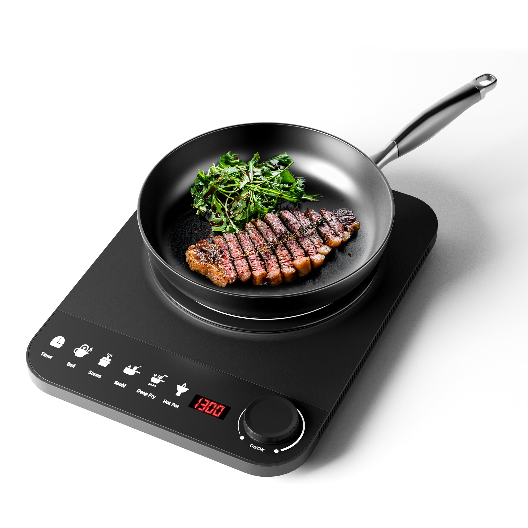 1300W Mini Portable Induction Cooktop with 5 Cooking Modes
