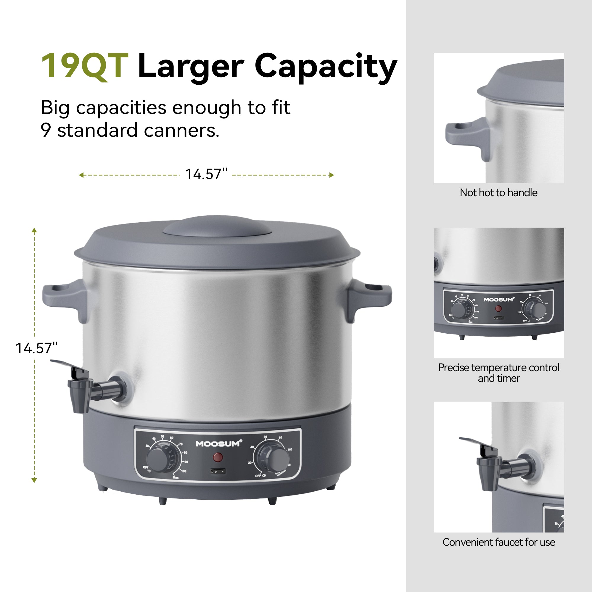 19 QT Electric Water Bath Canner, Temperature and Timer Control