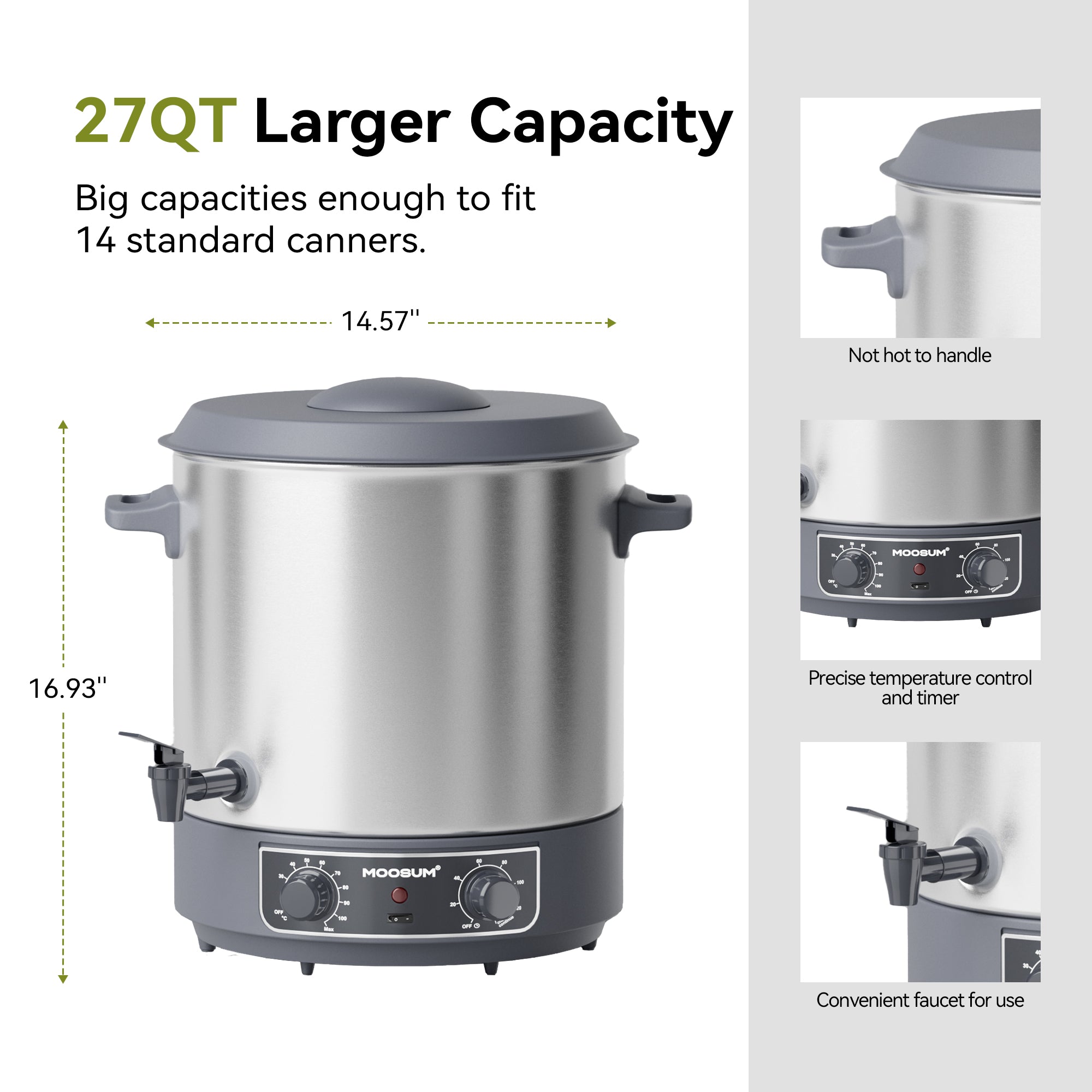 27 QT Electric Water Bath Canner, Temperature and Timer Control