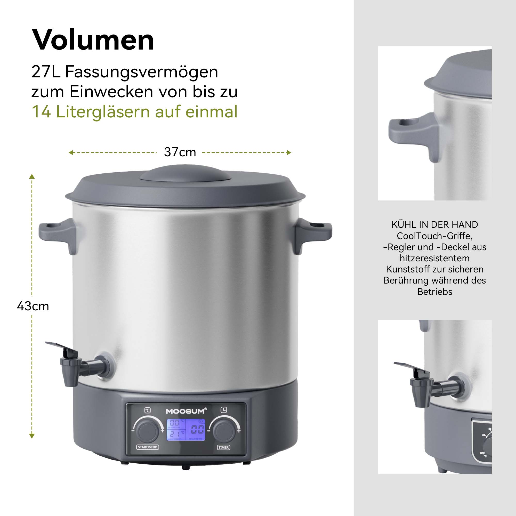 27 QT Electric Water Bath Canner with LED, Temperature and Timer Control