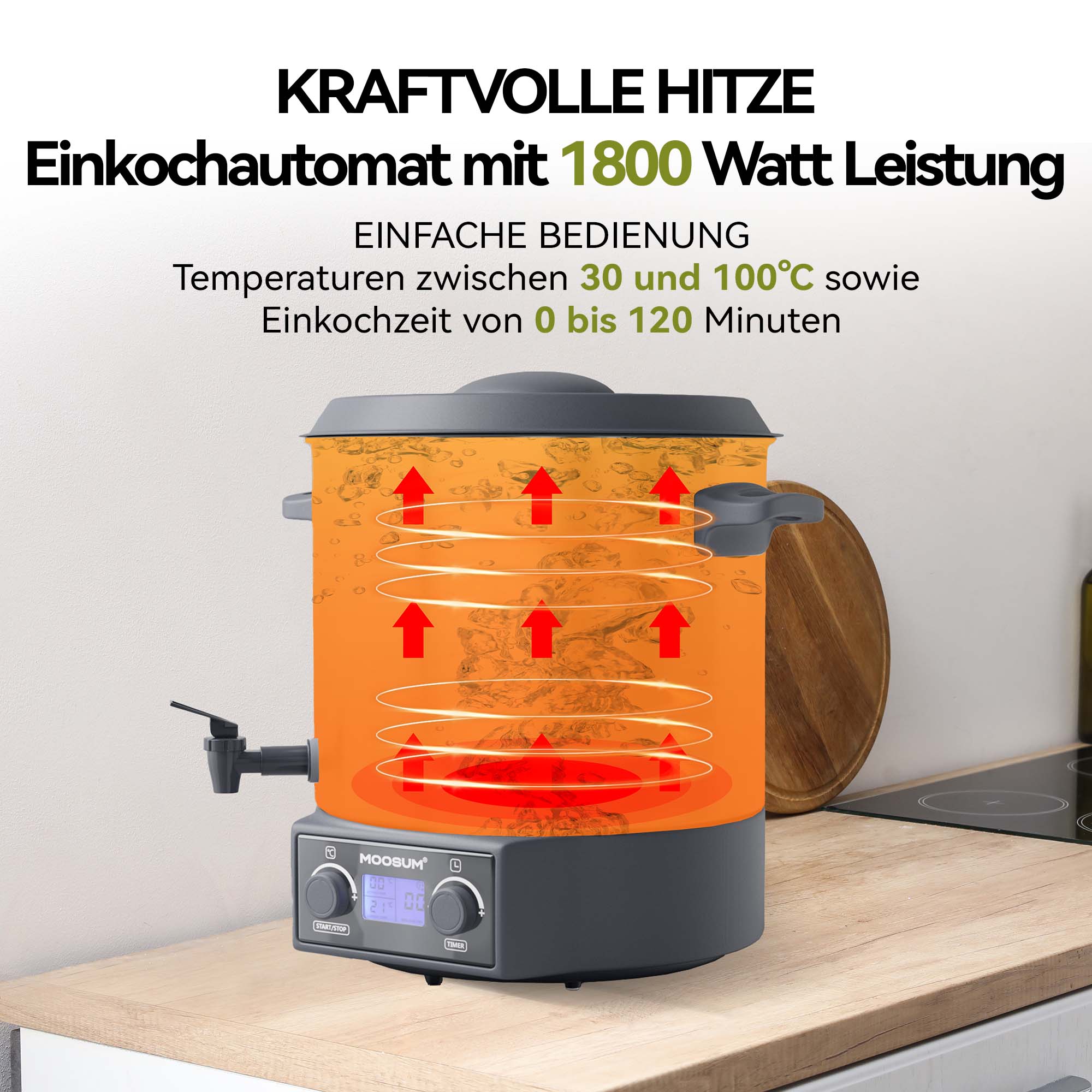 27 QT Electric Water Bath Canner with LED, Temperature and Timer Control