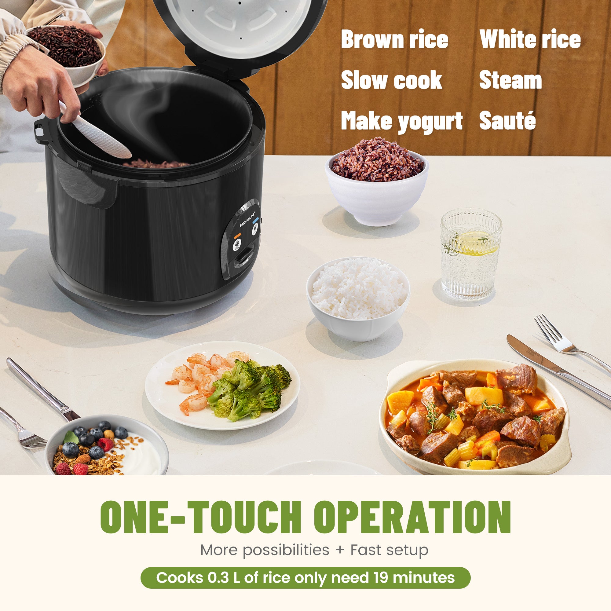 10-Cup Uncooked Ceramic Coating Rice Cooker, Black