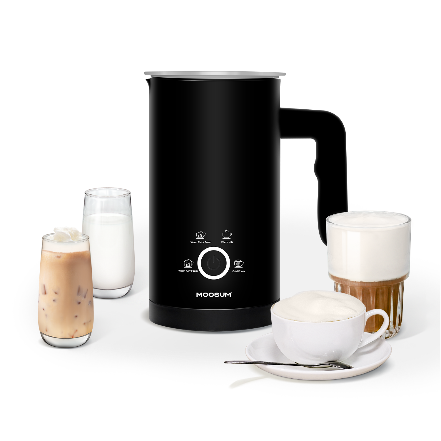 4-in-1 10oz/300ml Milk Frother, Black
