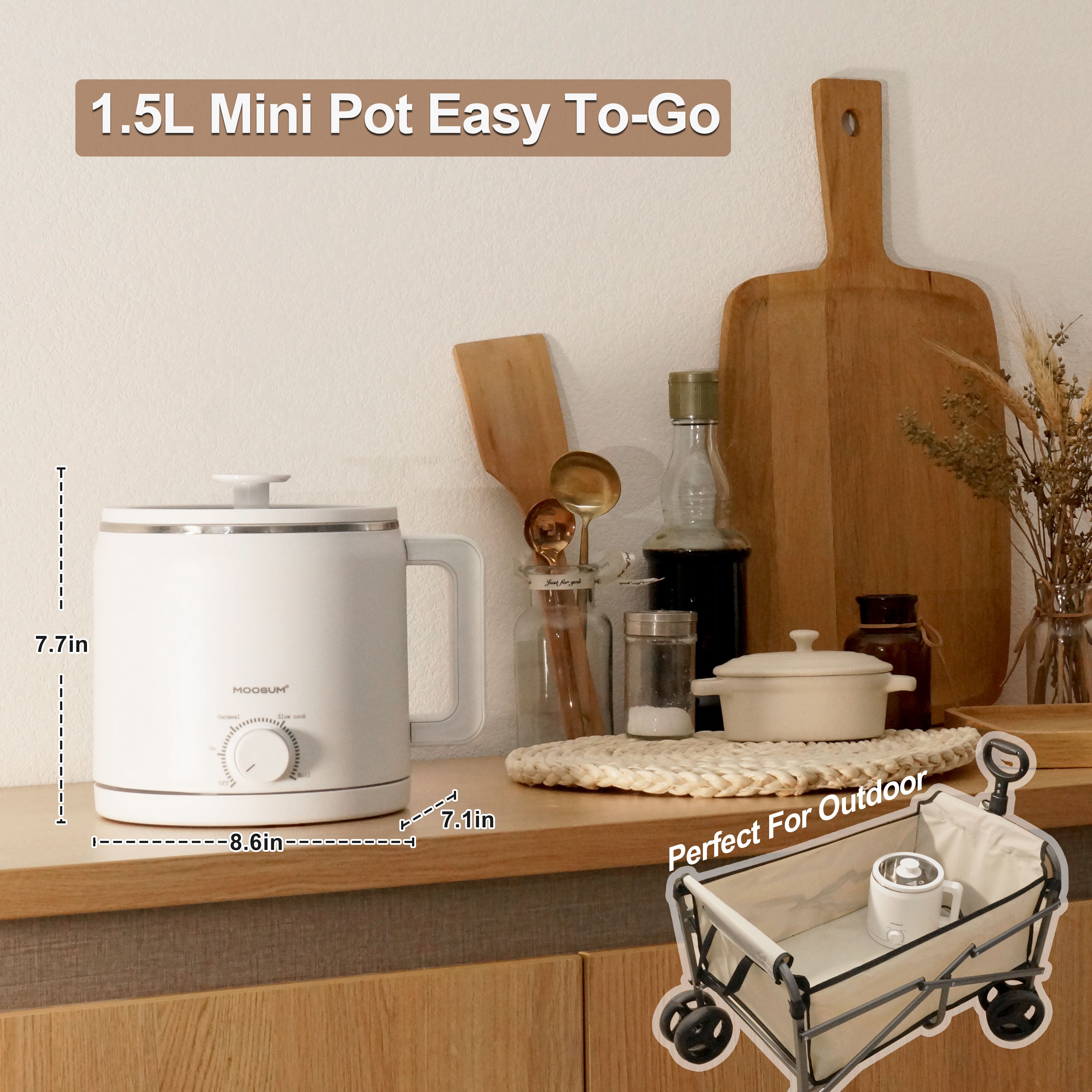 Mini Electric Hot Pot with Stainless Steel, 1.5L